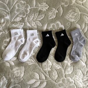 adidas Athletic Quarter Socks - White, Black, Gray
